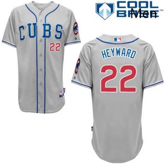 Mens Majestic Chicago Cubs 22 Jason Heyward Authentic Grey Alternate Road Cool Base MLB Jersey